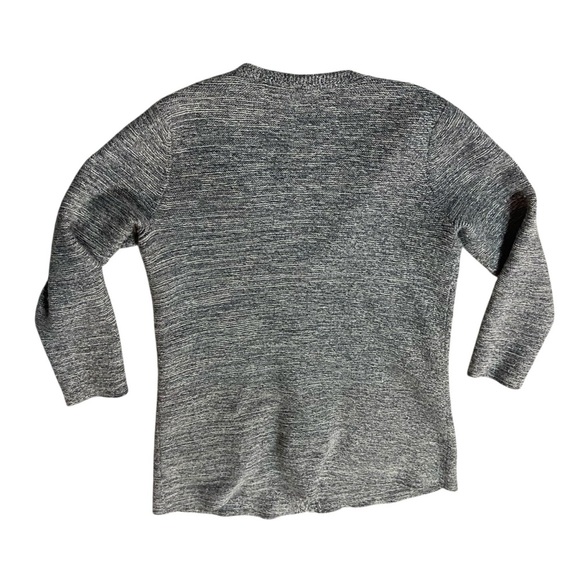 Eileen Fisher Micro Tweed Cardigan Gray White Wool Organic Cotton Sz S - Picture 2 of 5